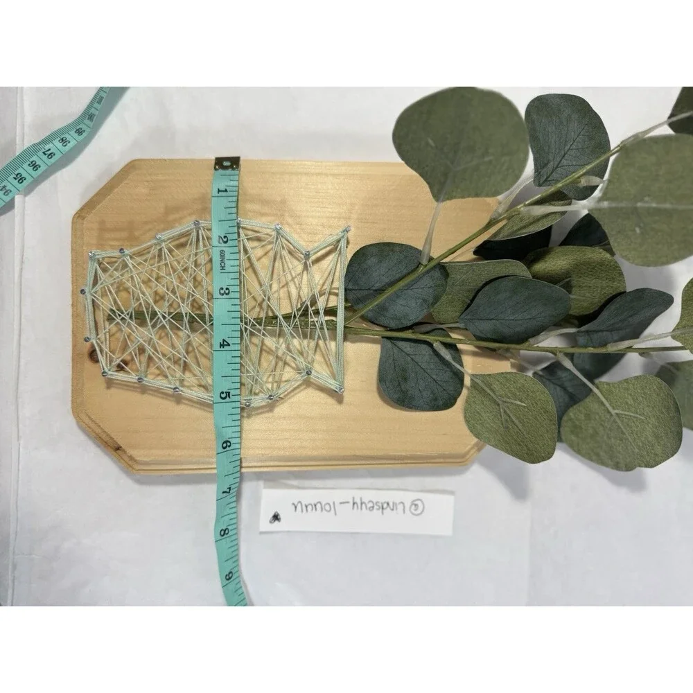 Handmade Boho String Art Wall Vase with Faux Eucalyptus 7x15”